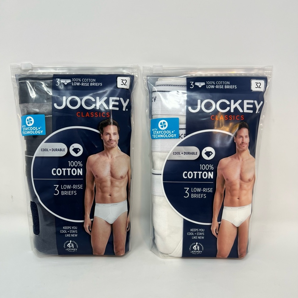 Jockey Men's Classic Low Rise Brief - 3 Pack 2 Packages Of 3 Size 32 White&Multi
